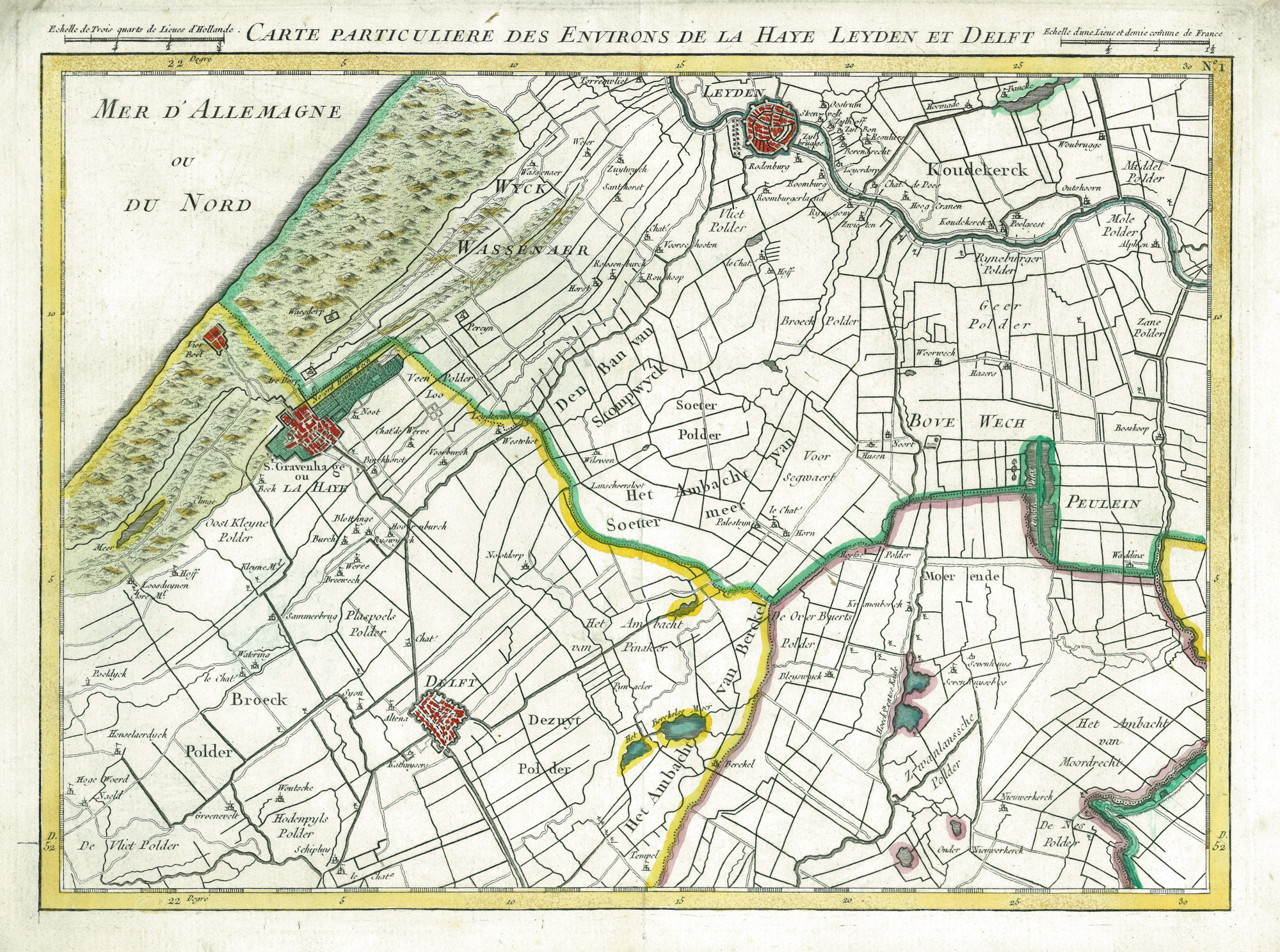 Carte Particuliere des environs de la Haye Leyden et Delft