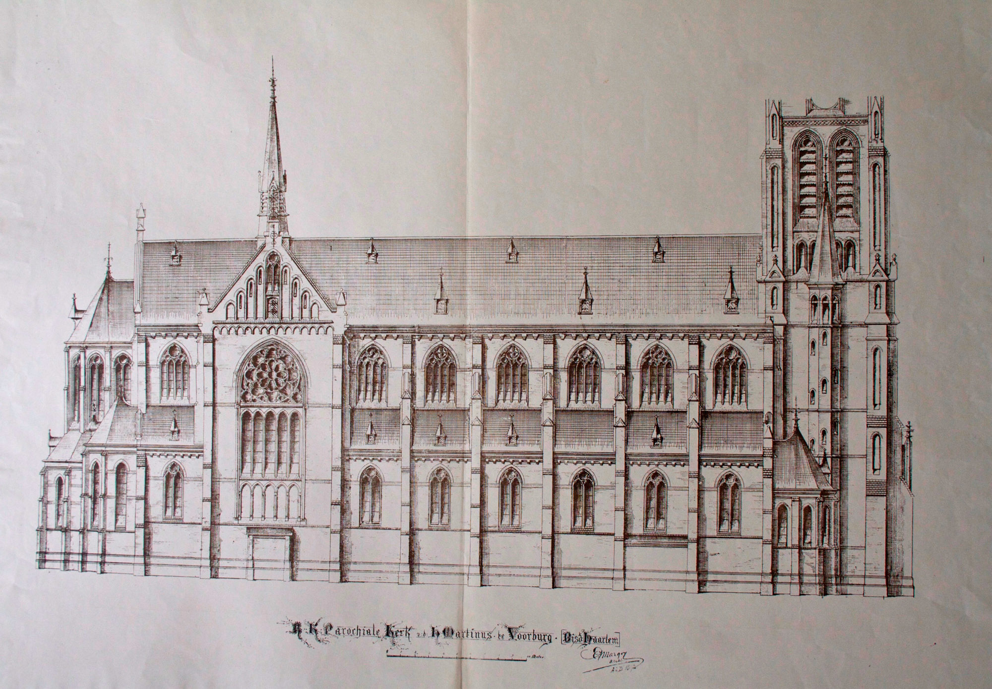 Zijgevel, R.K. Parochiale Kerk v.d. H. Martinus te Voorburg. Bisdom Haarlem, E. Margry, arch. 1890